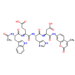 乙酰基色氨酰谷氨酰组氨酰天冬氨酸-7-氨基-4-甲基香豆素 结构式