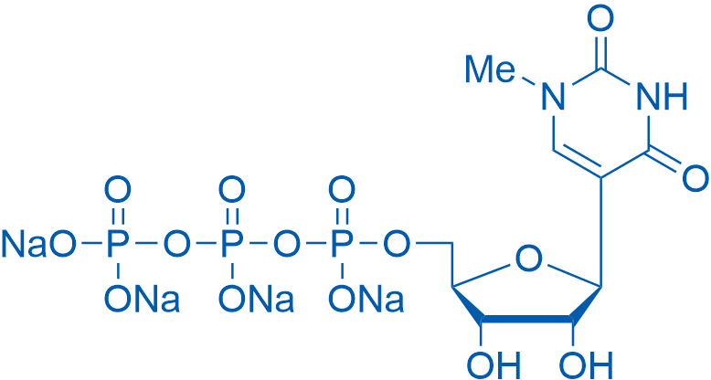 ((2R,3S,4R,5S)-3,4-二羟基-5-(1-甲基-2,4-二氧代-1,2,3,4-四氢嘧啶-5-基)四氢呋喃-2-基)甲基三磷酸四钠盐 结构式