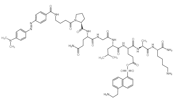 DABCYL-γ-Abu-Pro-Gln-Gly-Leu-Glu(EDANS)-Ala-Lys-NH2 结构式