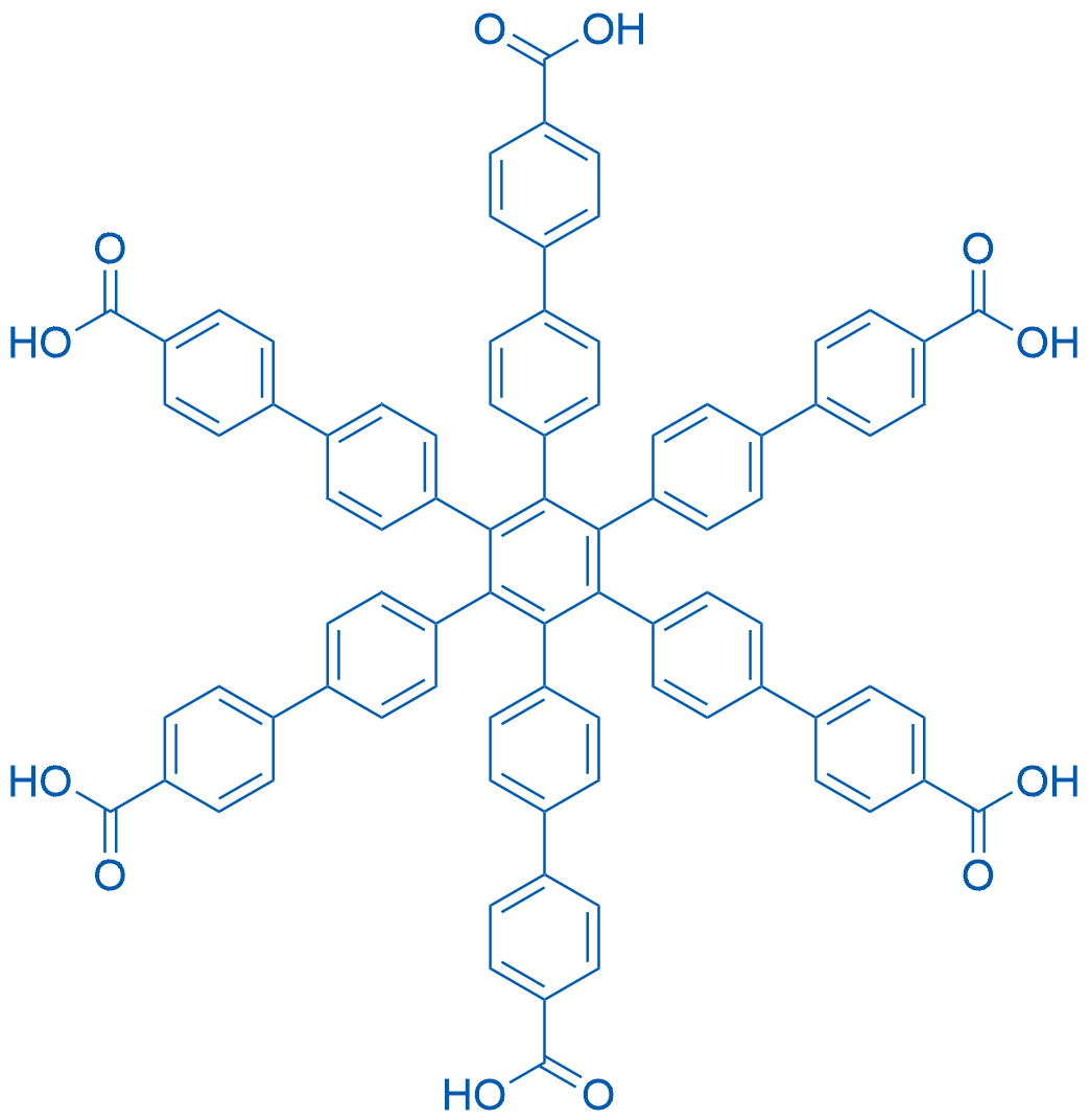 3'',4'',5'',6''-四(4'-羧基[1,1'-联苯]-4-基)[1,1':4',1'':2'',1''':4''',1''''-五联苯基]-4,4''''-二羧酸 结构式