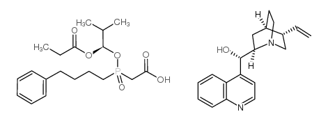 (8a,9R)-辛可宁-9-醇单[[(S)-[(1R)-2-甲基-1-(1-氧代丙氧基)丙氧基](4-苯基丁基)氧膦基]乙酸]盐 结构式