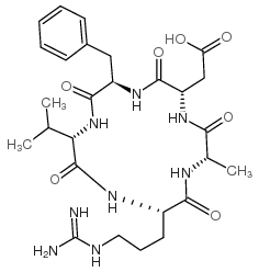 环(-精氨酸-丙氨酸-天冬氨酸-D-苯丙氨酸-缬氨酸) 结构式