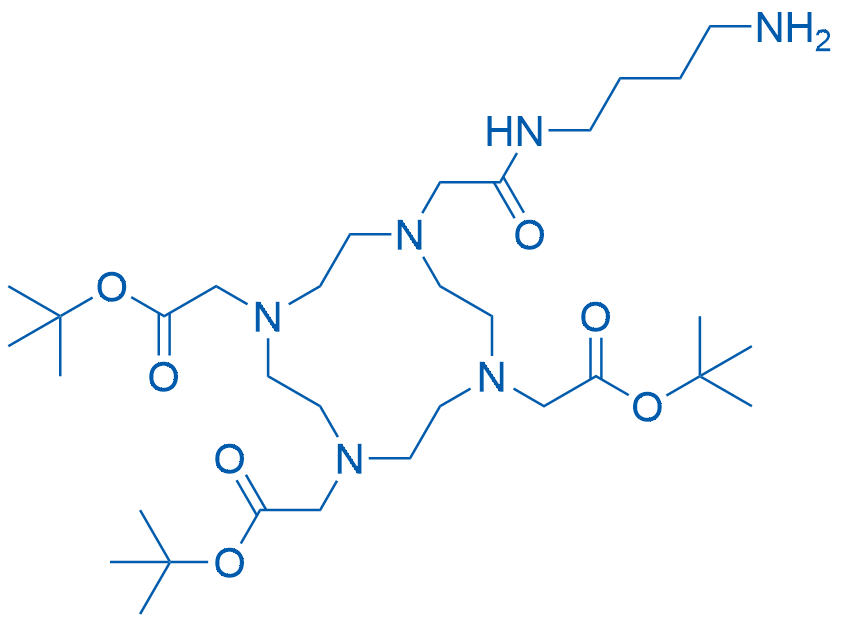 2,2',2''-(10-(2-((4-氨基丁基)氨基)-2-氧代乙基)-1,4,7,10-四氮杂环十二烷-1,4,7-三基)三乙酸三叔丁酯 结构式