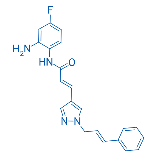 (E)-N-(2-氨基-4-氟苯基)-3-(1-肉桂基-1H-吡唑基-4-基)丙烯酰胺 结构式