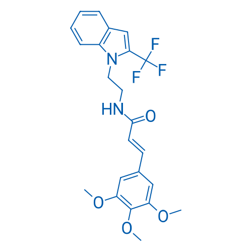 (E)-N-(2-(2-(三氟甲基)-1H-吲哚-1-基)乙基)-3-(3,4,5-三甲氧基苯基)丙烯酰胺 结构式