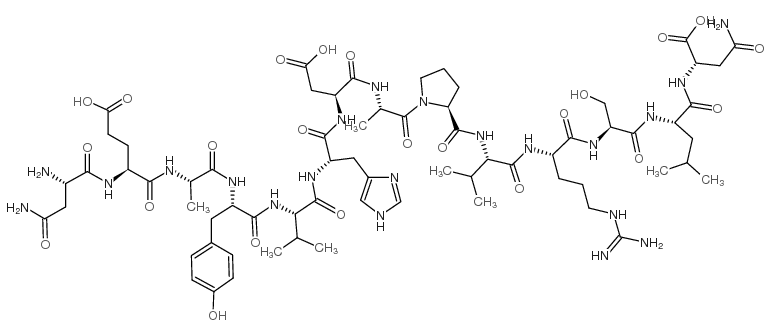 H-天冬酰胺-谷氨酰-丙氨酰-酪氨酰-缬氨酰-组氨酰-天冬氨酰-丙氨酰-脯氨酰-缬氨酰-精氨酰-丝氨酰-亮氨酰-天冬酰胺-OH 结构式