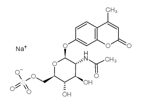 4-甲基伞形酮-2-乙酰胺-2-脱氧-6-硫酸盐-beta-甲基葡萄糖甙 结构式