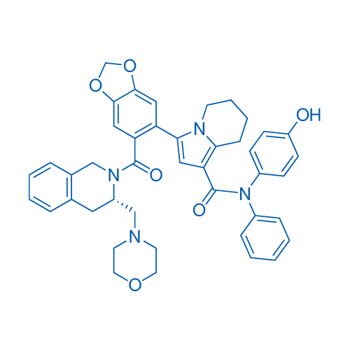 (S)-N-(4-羟基苯基)-3-(6-(3-(吗啉甲基)-1,2,3,4-四氢异喹啉-2-羰基)苯并[d][1,3]二氧戊环-5-基)-N-苯基-5,6,7,8-四氢吲哚嗪-1-甲酰胺 结构式