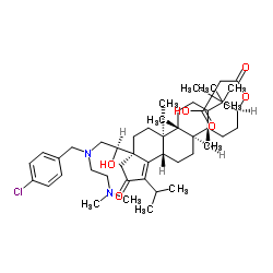 (3beta)-3-(3-羧基-3-甲基-1-氧代丁氧基)-17-[(1R)-2-[[(3-氯苯基)甲基][2-(二甲基氨基)乙基]氨基]-1-羟基乙基]-28-去甲-18-羽扇烯-21-酮 结构式