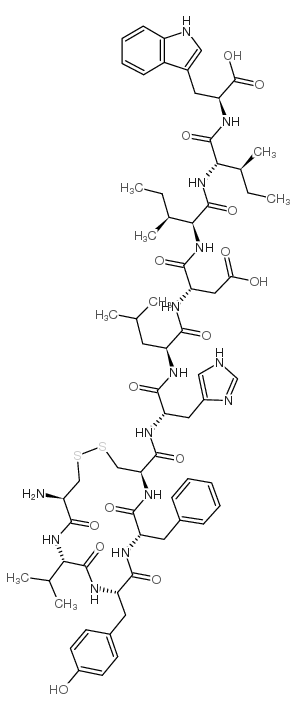 CYS-VAL-TYR-PHE-CYS-HIS-LEU-ASP-ILE-ILE-TRP (二硫键CYS1-CYS5) 结构式