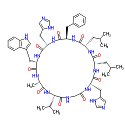 CYCLO(-D-PHE-HIS-TRP-ALA-VAL-GLY-HIS-LEU-LEU) 结构式