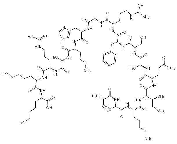 丙氨酰-丙氨酰-赖氨酰-异亮氨酰-谷氨酰-丙氨酰-丝氨酰-苯丙氨酰-精氨酰-甘氨酰-组氨酰-甲硫氨酰-丙氨酰-精氨酰-赖氨酰-赖氨酸 结构式