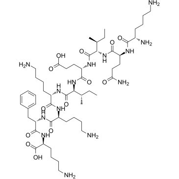 (2S,5S,8S,11S,14S,17S)-17-((2S,3S)-2-((S)-5-氨基-2-((S)-2,6-二氨基己酰胺基)-5-氧代戊酰胺基)-3-甲基戊酰胺基)-2,8,11-三(4-氨基丁基)-5-苄基-14-((S)-仲丁基)-4,7,10,13,16-五氧代-3,6,9,12,15-五氮杂二十烷-1,20-二酸 结构式