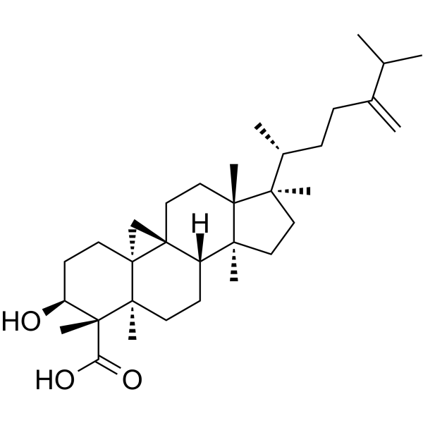 (3β,4α)-3-羟基-24-亚甲基-9,19-环羊毛甾烷-28-酸 结构式