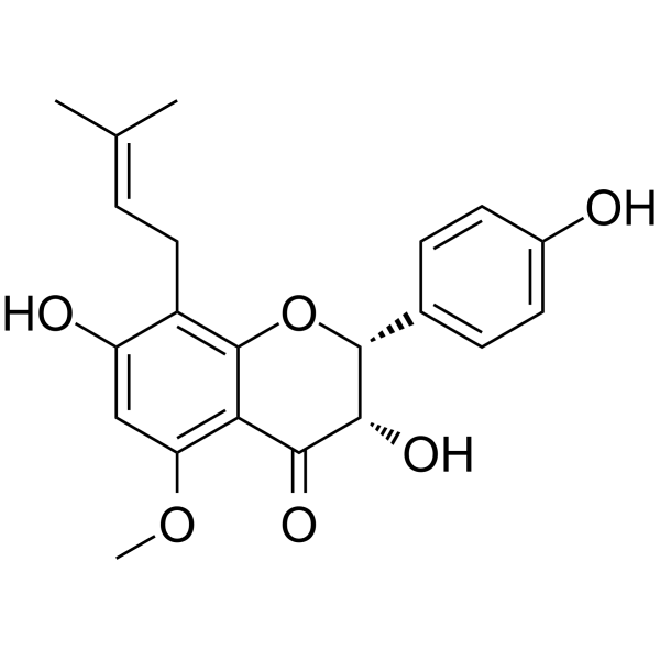 (2R,3S)-3,7,4'-三羟基-5-甲氧基-8-异戊烯基二氢黄酮 结构式