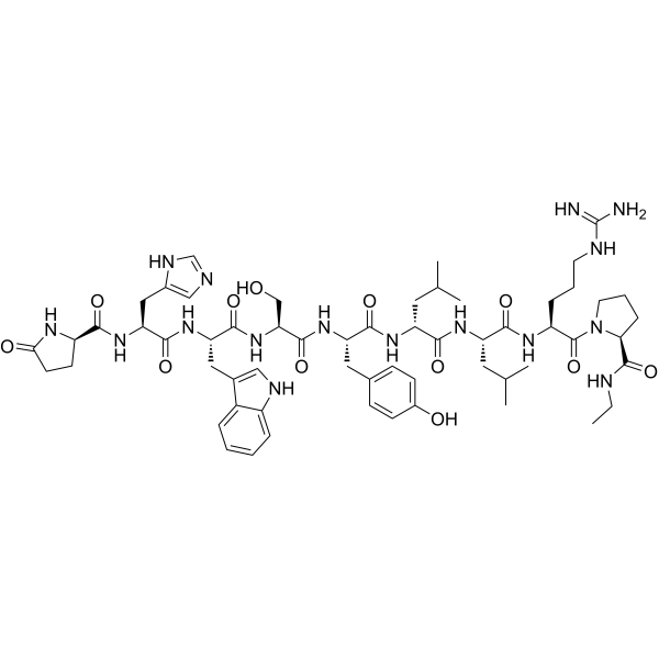 (Des-Gly10,D-Pyr1,D-Leu6,Pro-NHEt9)-LHRH 结构式