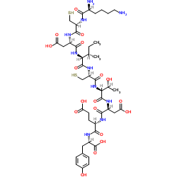 L-赖氨酰-L-半胱氨酰-L-α-天冬氨酰-L-异亮氨酰-L-半胱氨酰-L-苏氨酰-L-α-天冬氨酰-L-α-谷氨酰-L-酪氨酸 结构式