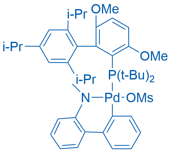 甲烷磺酸(2-二叔丁基膦-2',4',6'-三异丙基-3,6-二甲氧基-1,1'-联苯)(2'-甲胺基-1,1'-联苯-2-基)钯(II) 结构式