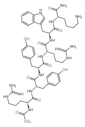 乙酰基-L-精氨酰-L-酪氨酰-L-酪氨酰-L-精氨酰-L-色氨酰-L-赖氨酰胺 结构式