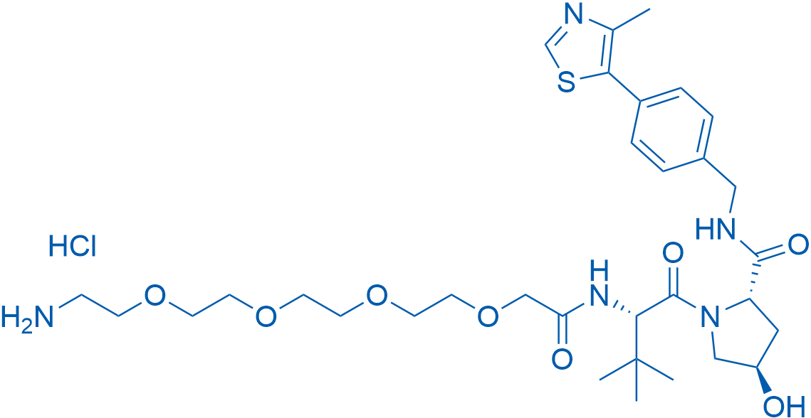 (2S,4R)-1-((S)-17-氨基-2-(叔丁基)-4-氧代-6,9,12,15-四氧杂-3-氮杂十七烷酰基)-4-羟基-N-(4-(4-甲基噻唑-5-基)苄基)吡咯烷-2-甲酰胺盐酸盐 结构式