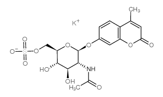 4-甲基香豆素基-2-乙酰氨基-2-脱氧-6-氧-硫酸基-β-D-吡喃葡萄糖苷钾盐 结构式