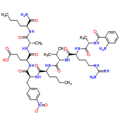 N-(2-氨基苯甲酰)-L-丙氨酰-L-精氨酰-L-缬氨酰-L-正亮氨酰-4-硝基-L-苯丙氨酰-L-α-谷氨酰-L-丙氨酰-L-正亮氨酰胺 结构式