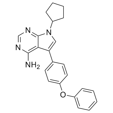 7-环戊基-5-(4-苯氧基苯基)-7H-吡咯并[2,3-D]嘧啶-4-胺 结构式