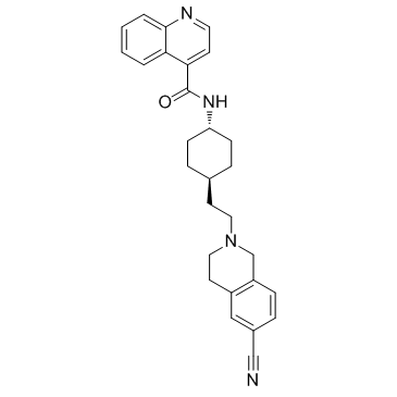 N-((1r,4r)-4-(2-(6-氰基-3,4-二氢异喹啉-2(1h)-基)乙基)环己基)喹啉-4-羧酰胺 结构式