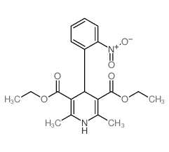 2,6-二甲基-4-(2-硝基苯基)-1,4-二氢吡啶-3,5-二羧酸二乙酯 结构式