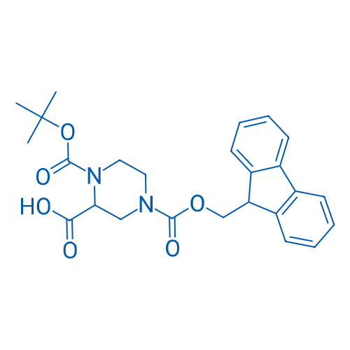 1-叔丁氧羰基-4-芴甲氧羰基-2-哌嗪甲酸 结构式