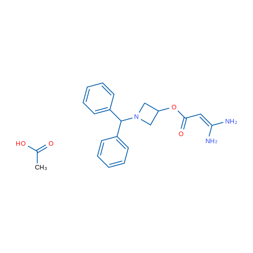 1-二苯甲基氮杂环丁-3-基 3,3-二氨基丙烯酸酯乙酸盐 结构式