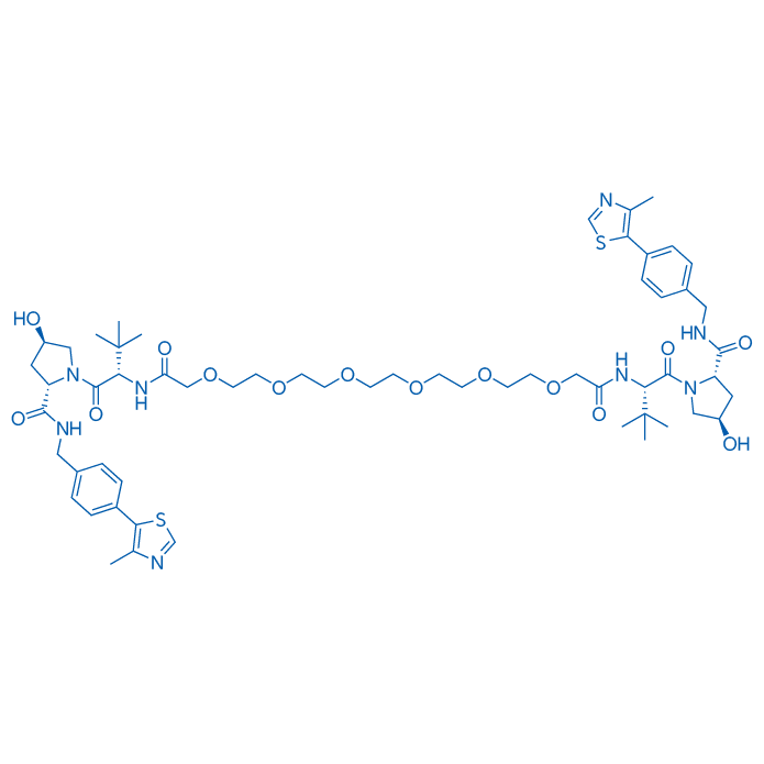 N1,N20-双((S)-1-((2S,4R)-4-羟基-2-((4-(4-甲基噻唑-5-基)苄基)氨基甲酰基)吡咯烷-1-基)-3,3-二甲基-1-氧代丁-2-基)-3,6,9,12,15,18-六氧杂二十烷二酰胺 结构式