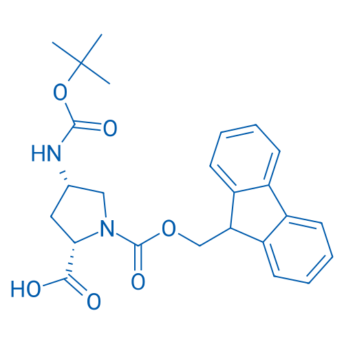 Boc-(2S,4S)-4-氨基-1-Fmoc-吡咯烷-2-羧酸 结构式