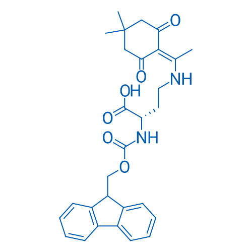 (2S)-4-[[1-(4,4-二甲基-2,6-二氧代环己亚基)乙基]氨基]-2-[[(9H-芴-9-基甲氧基)羰基]氨基]丁酸 结构式