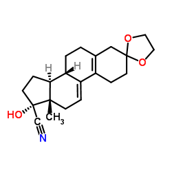 3-双(亚乙二氧基)-17α-羟基-17β-腈基-19-去甲孕甾-5(10),9(11)-二烯-3,20-二酮 结构式
