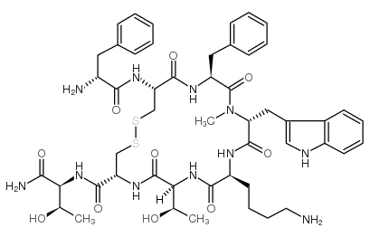 (D-Phe5,Cys6·11,N-Me-D-Trp8)-生长抑素-14 (5-12) 酰胺 结构式