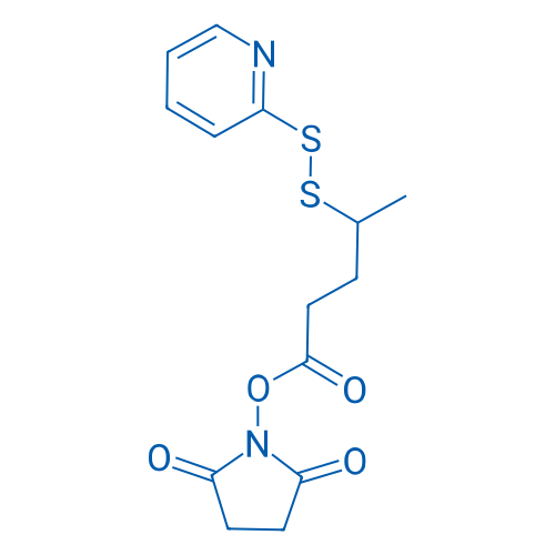 2,5-二氧代吡咯烷-1-基 4-(吡啶-2-基二硫烷基)戊酸酯 结构式