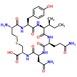 半胱氨酰-酪氨酰-异亮氨酰-谷氨酰胺酰-天冬酰胺酰-半胱氨酸（1→6）二硫键 结构式