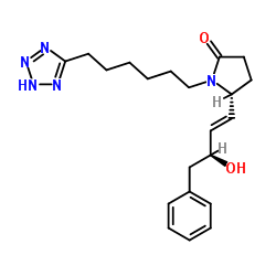 (5R)-5-[(3S)-3-羟基-4-苯基-1-丁烯-1-基]-1-[6-(2H-四唑-5-基)己基]-2-吡咯烷酮 结构式