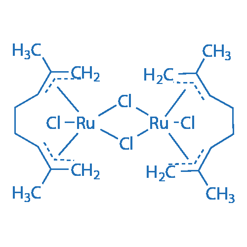 二氯双(μ-氯)双[((1,2,3,6,7,8-η)-2,7-二甲基-2,6-辛二烯-1,8-二基]二钌(IV) 结构式
