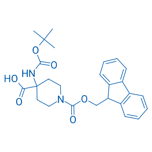 1-Fmoc-4-(Boc-氨基)哌啶-4-甲酸 结构式