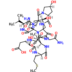 环(-谷氨酰-甲硫氨酰-苏氨酰-羟脯氨酰-缬氨酰-天冬酰胺酰-羟脯氨酰-甘氨酰-谷氨酰胺酰) 结构式