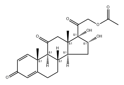 (16α)-21-(Acetyloxy)-16,17-dihydroxypregna-1,4-diene-3,11,20-trione 结构式