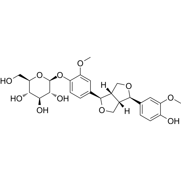 (-)-Pinoresinol 4-O-glucoside 结构式