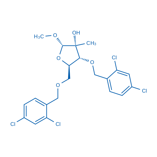 1-O-甲基-3,5-二-O-(2,4-二氯苯甲基)-2-甲基-alpha-D-呋喃核糖苷 结构式