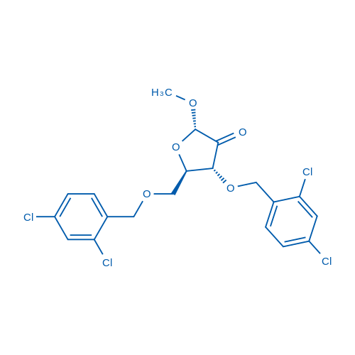1-O-甲基-3,5-二-O-[(2,4-二氯苯基)甲基]-alpha-D-赤式戊呋喃糖苷-2-酮 结构式