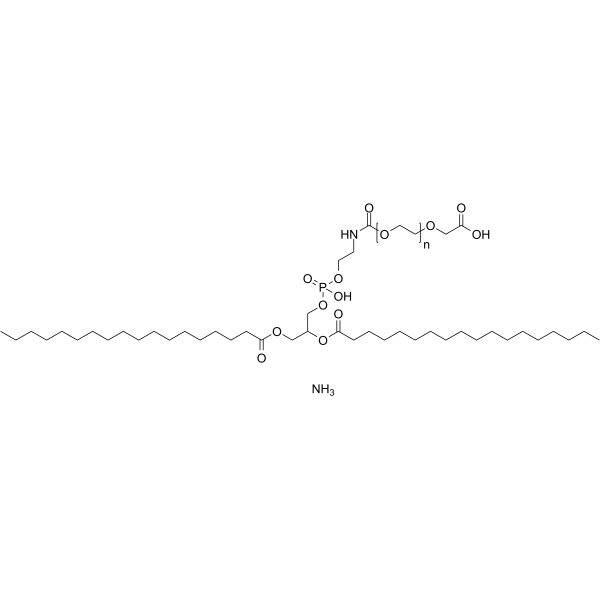 α-[(9R)-6-羟基-6-氧化-1,12-二氧代-9-[(1-氧代十八烷基)氧基]-5,7,11-三氧杂-2-氮杂-6-磷二十九烷-1-基]-ω-(羧基甲氧基)-聚(氧基-1,2-乙二基) 单铵盐 结构式