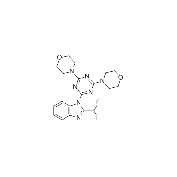 2-(2-二氟甲基苯并咪唑-1-基)-4,6-二吗啉基-1,3,5-三嗪 结构式