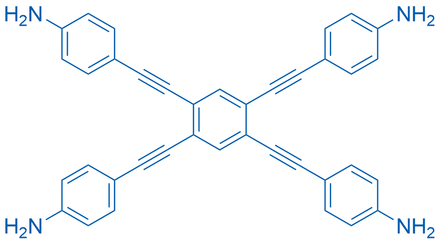4,4',4'',4'''-[苯-1,2,4,5-四基四(乙炔-2,1-二基)]四苯胺 结构式