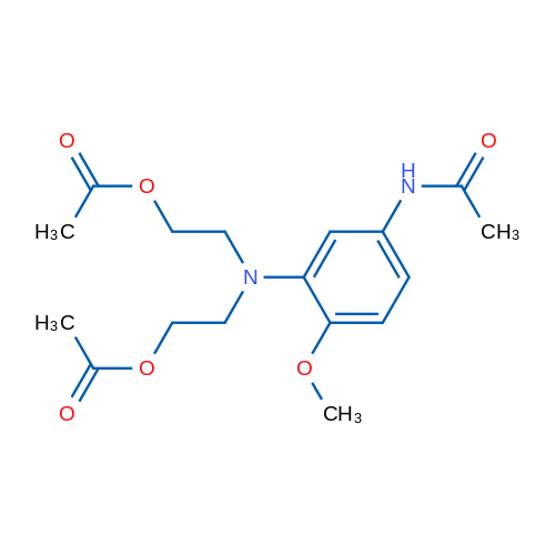 3-(N,N-二乙酰氧乙基)氨基-4-甲氧基乙酰苯胺 结构式